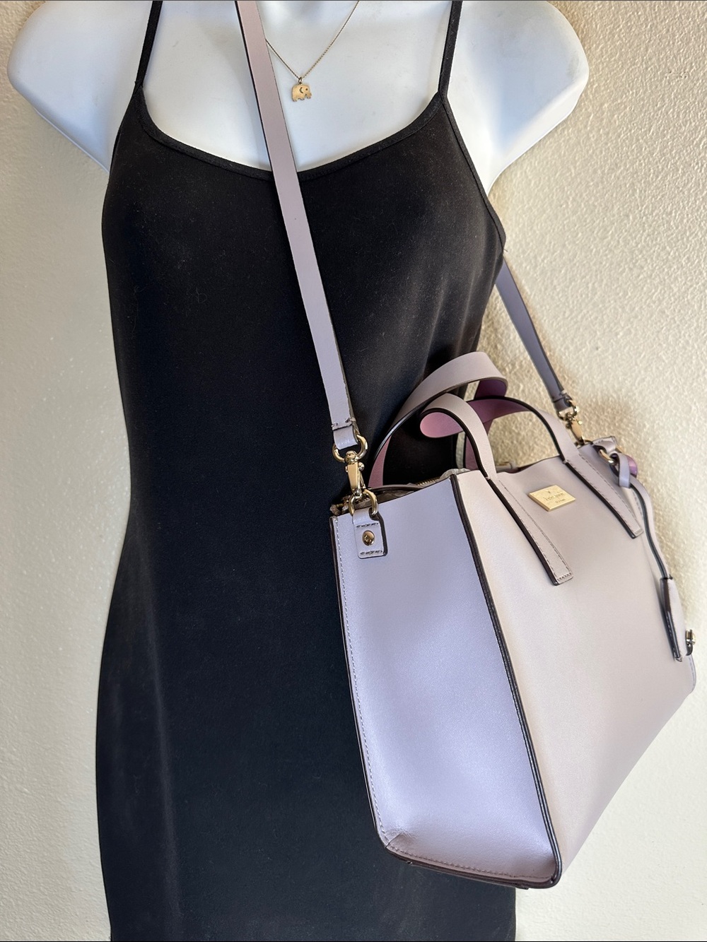 Like NEW Kate Spade Lavender Satchel with matching Long Strap - Picture 2 of 15